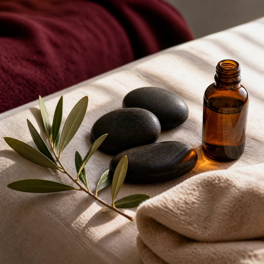 Oils, hot stones and towels for a Fenix massage