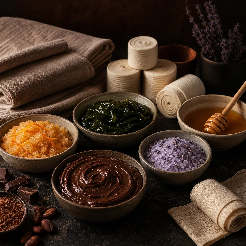 Natural ingredients and bandages for body wraps